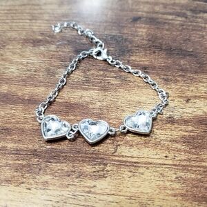pretty silver tone heart bracelet